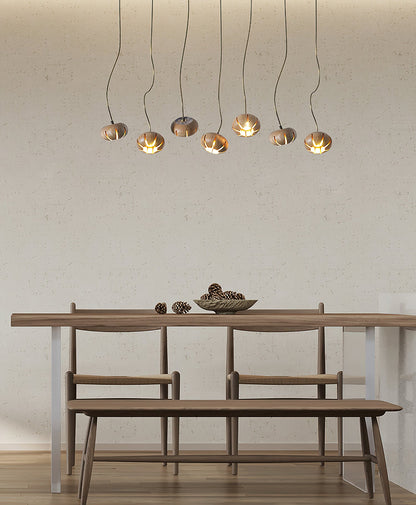 Rustic Wood Pumpkin Cluster Chandelier - Adjustable Height & Warm Glow