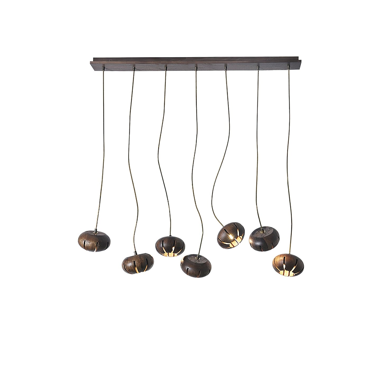 Rustic Wood Pumpkin Cluster Chandelier - Adjustable Height & Warm Glow
