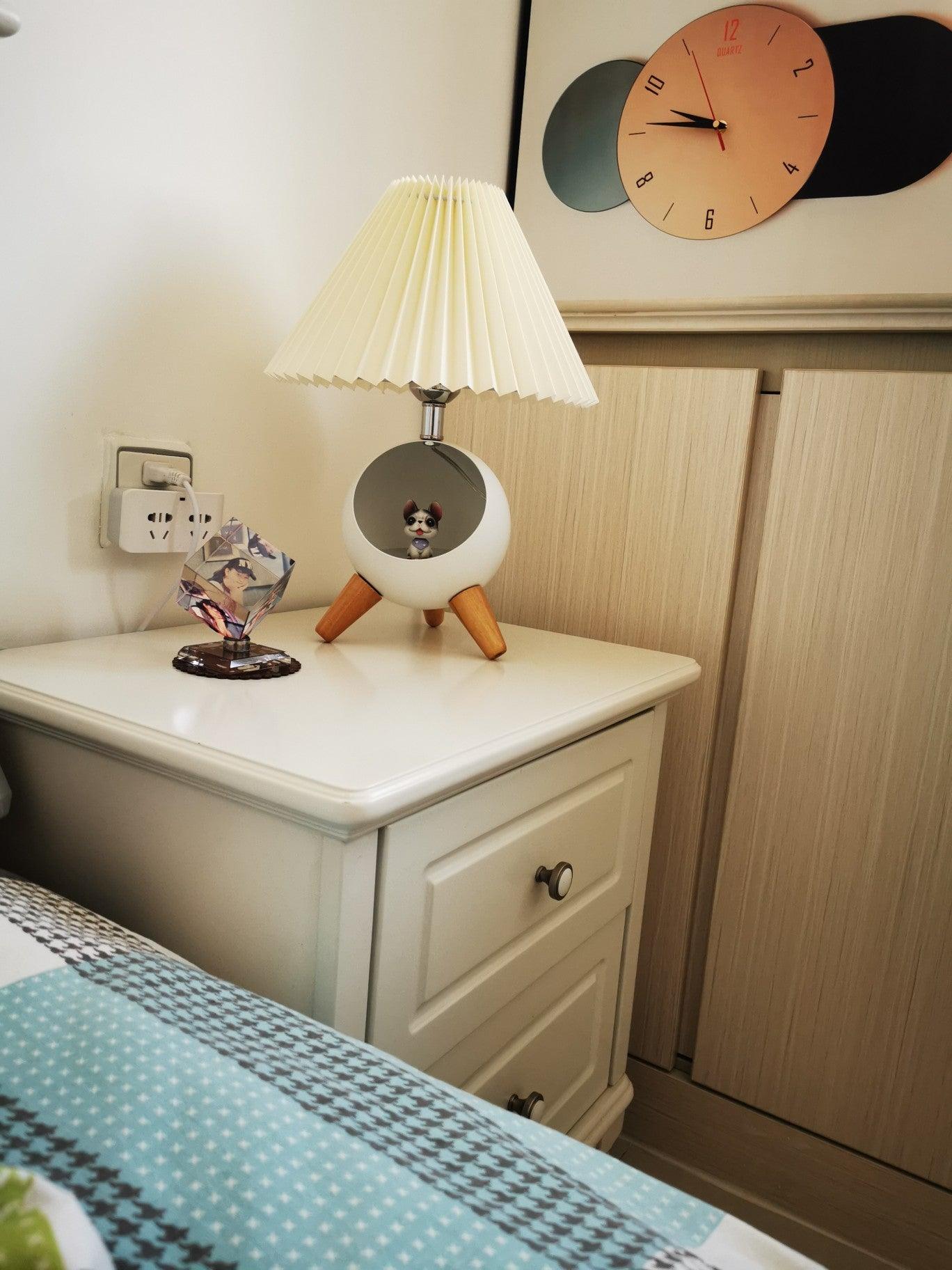 Elegant Wood Small Table Lamp with Adjustable Brightness and USB Port
