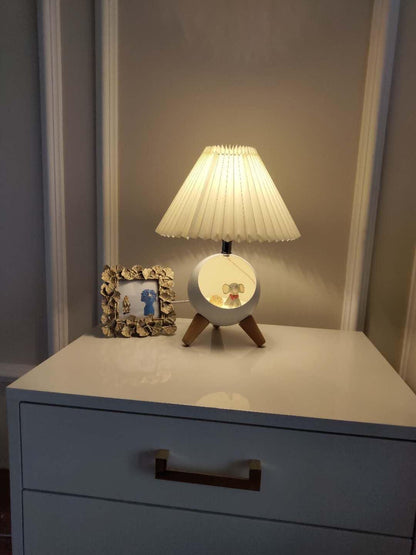 Elegant Wood Small Table Lamp with Adjustable Brightness and USB Port