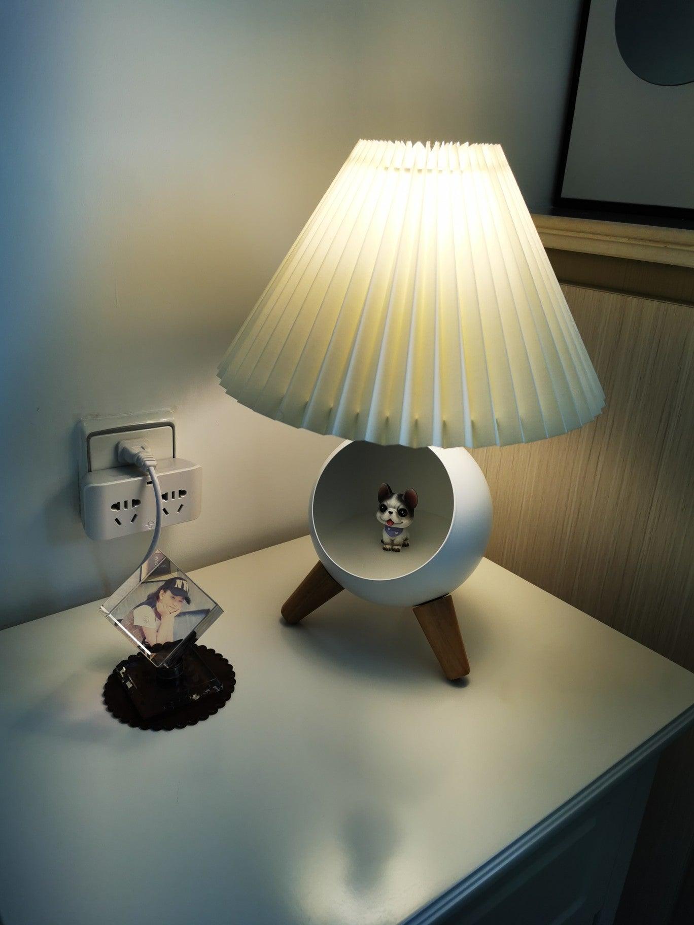 Elegant Wood Small Table Lamp with Adjustable Brightness and USB Port