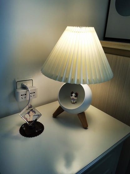 Elegant Wood Small Table Lamp with Adjustable Brightness and USB Port
