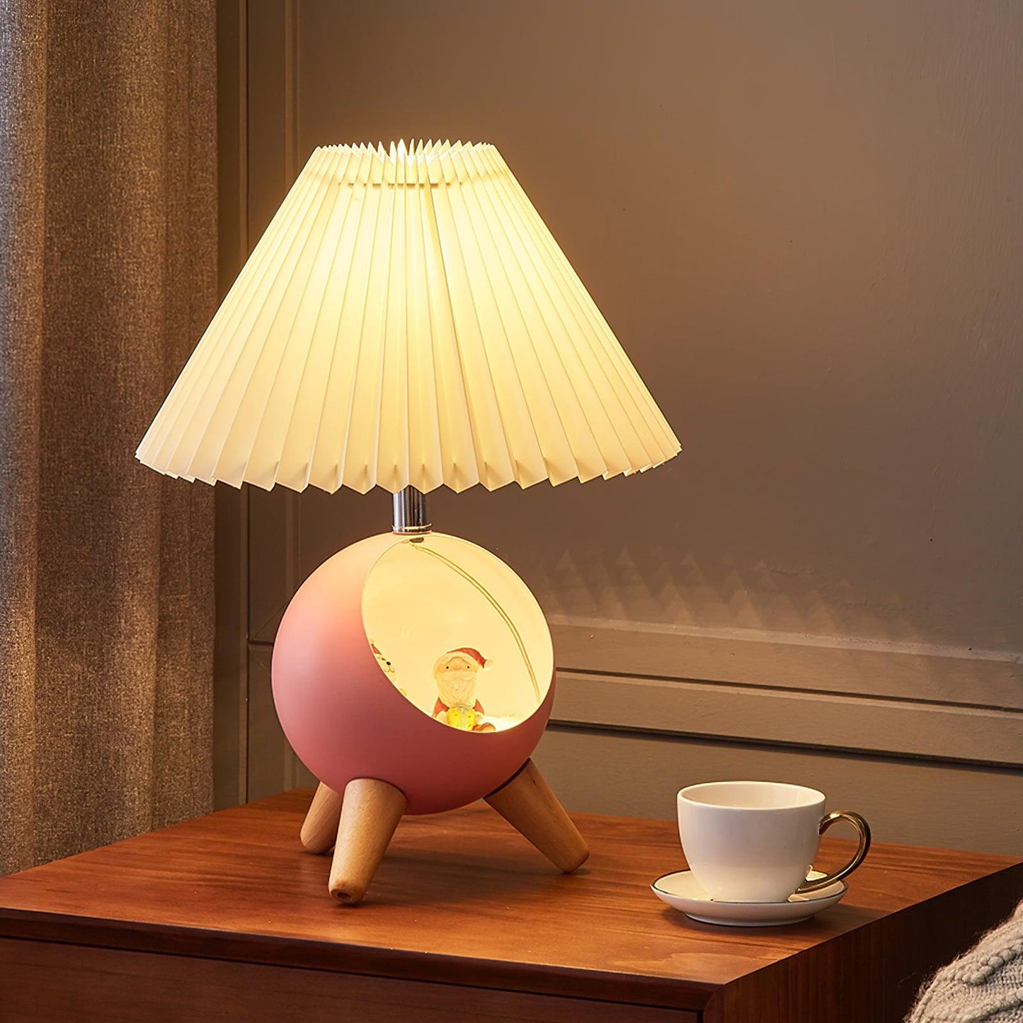 Elegant Wood Small Table Lamp with Adjustable Brightness and USB Port