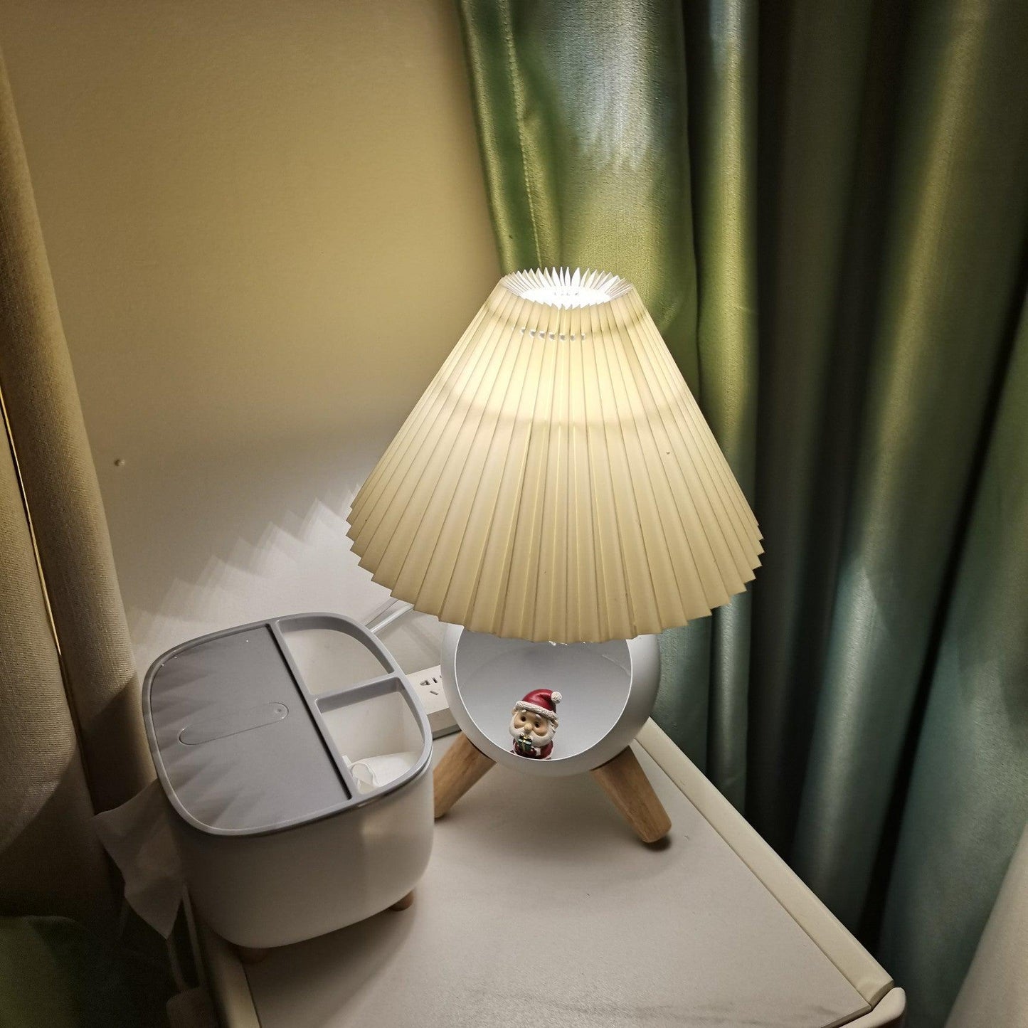 Elegant Wood Small Table Lamp with Adjustable Brightness and USB Port