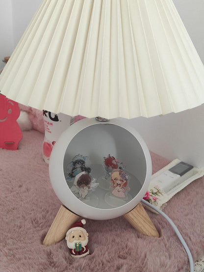 Elegant Wood Small Table Lamp with Adjustable Brightness and USB Port