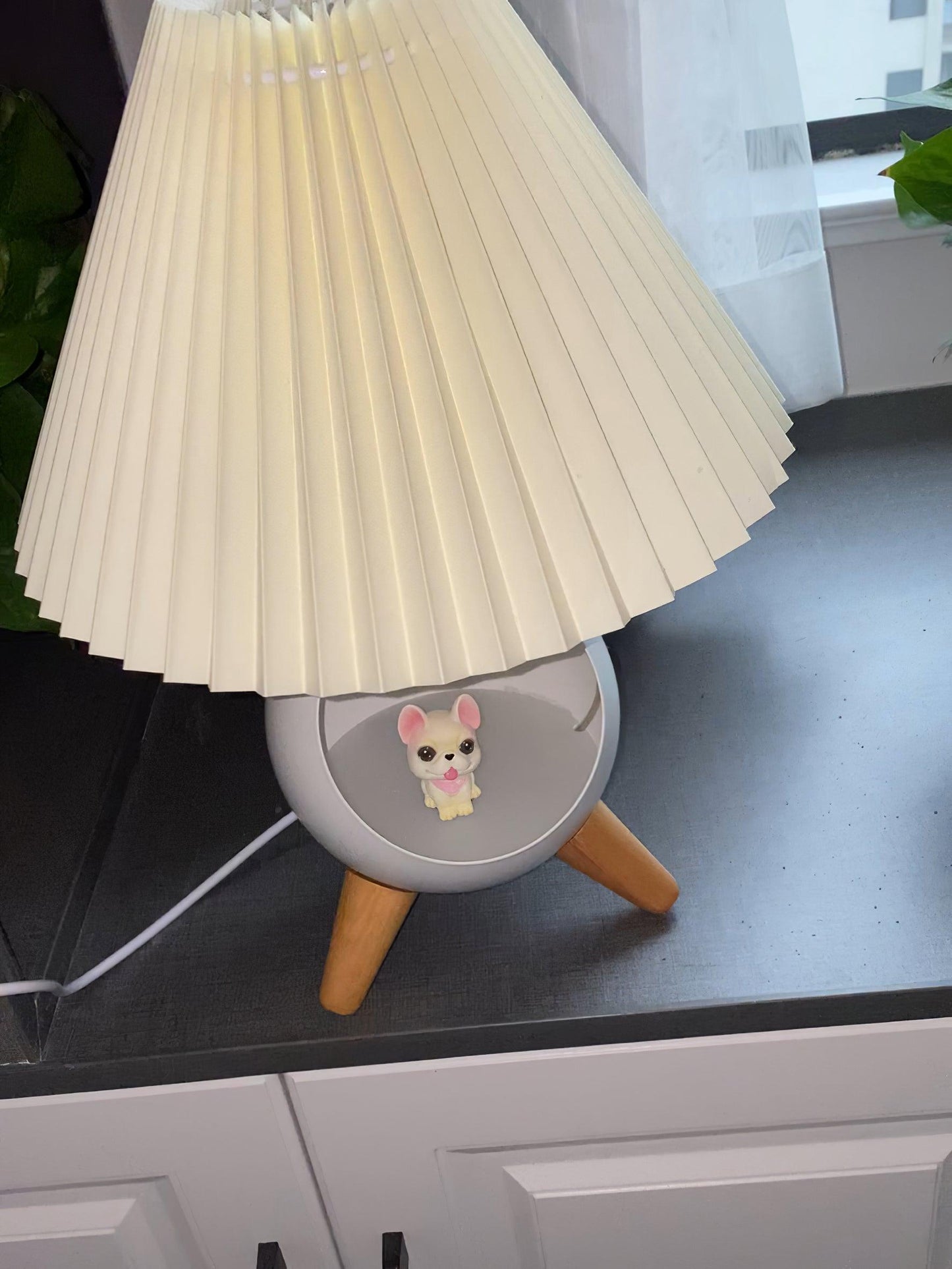 Elegant Wood Small Table Lamp with Adjustable Brightness and USB Port