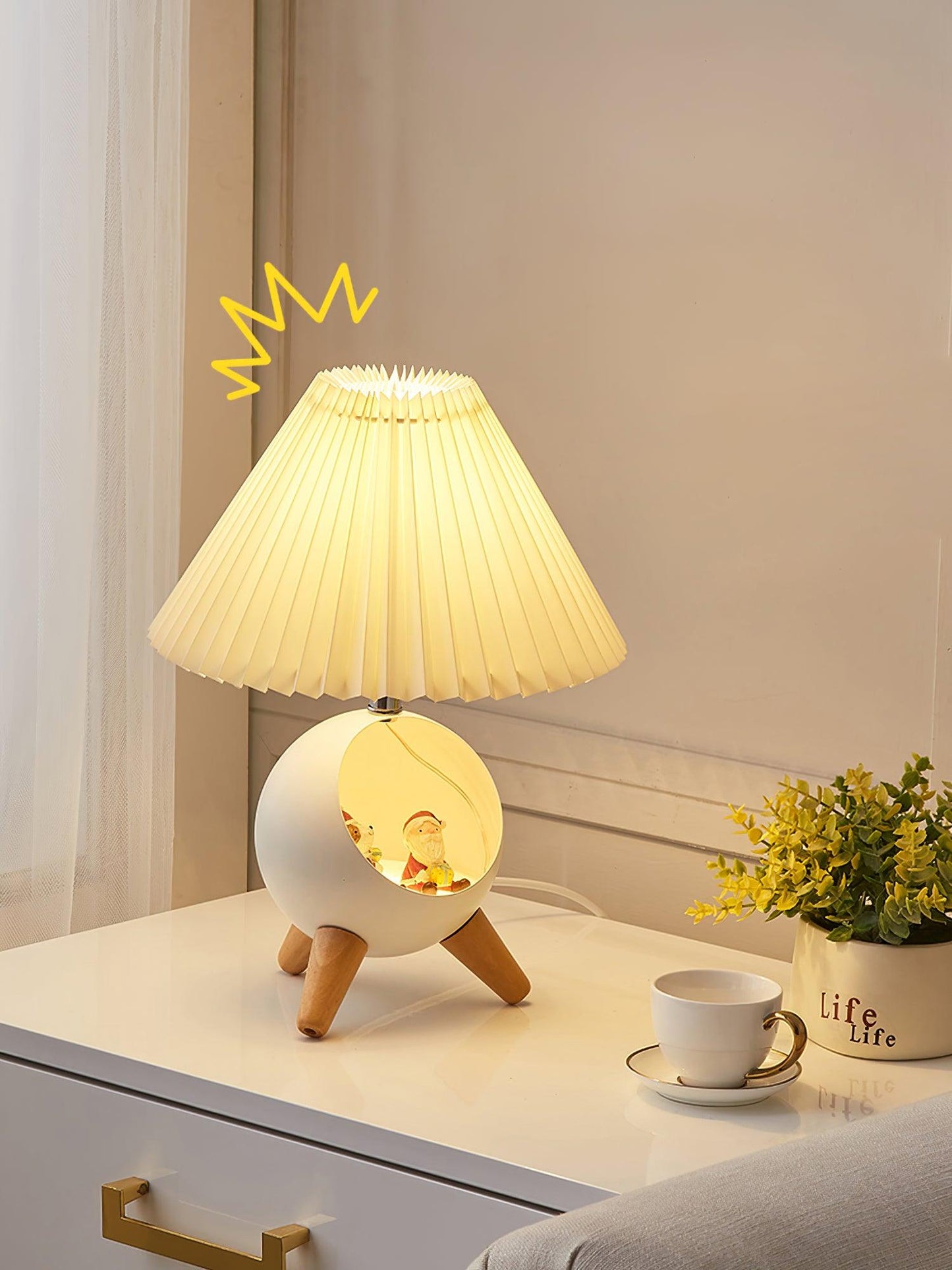 Elegant Wood Small Table Lamp with Adjustable Brightness and USB Port