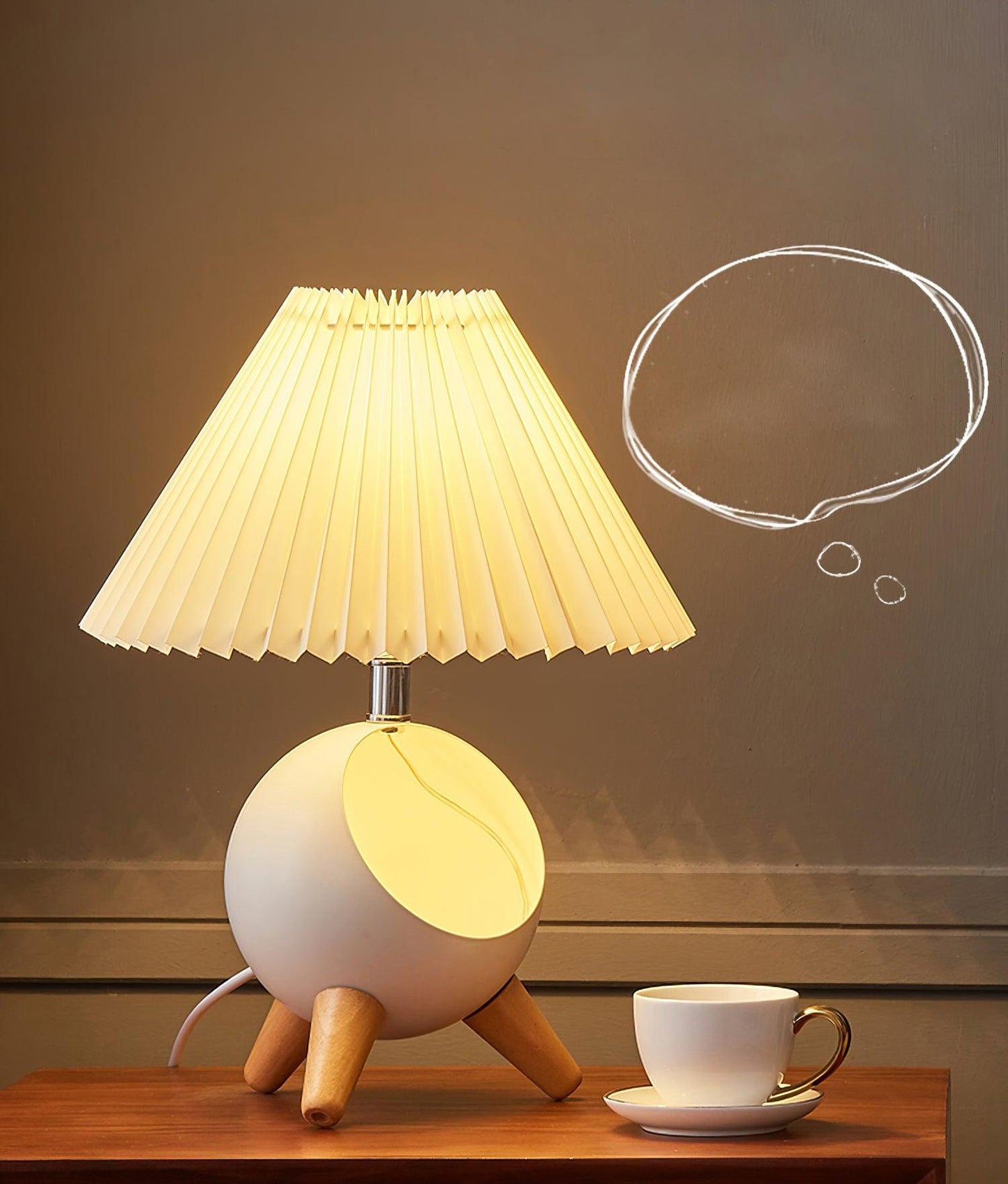 Elegant Wood Small Table Lamp with Adjustable Brightness and USB Port