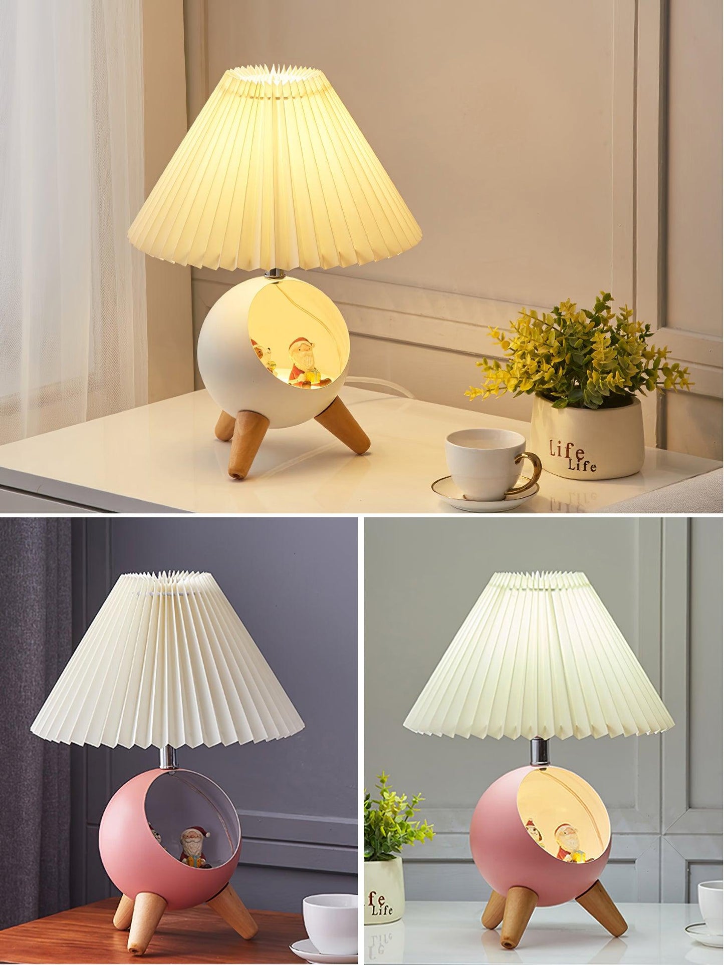 Elegant Wood Small Table Lamp with Adjustable Brightness and USB Port