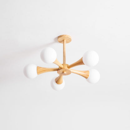 Elegant Wooden Nera Chandelier - Adjustable Height, Energy Efficient