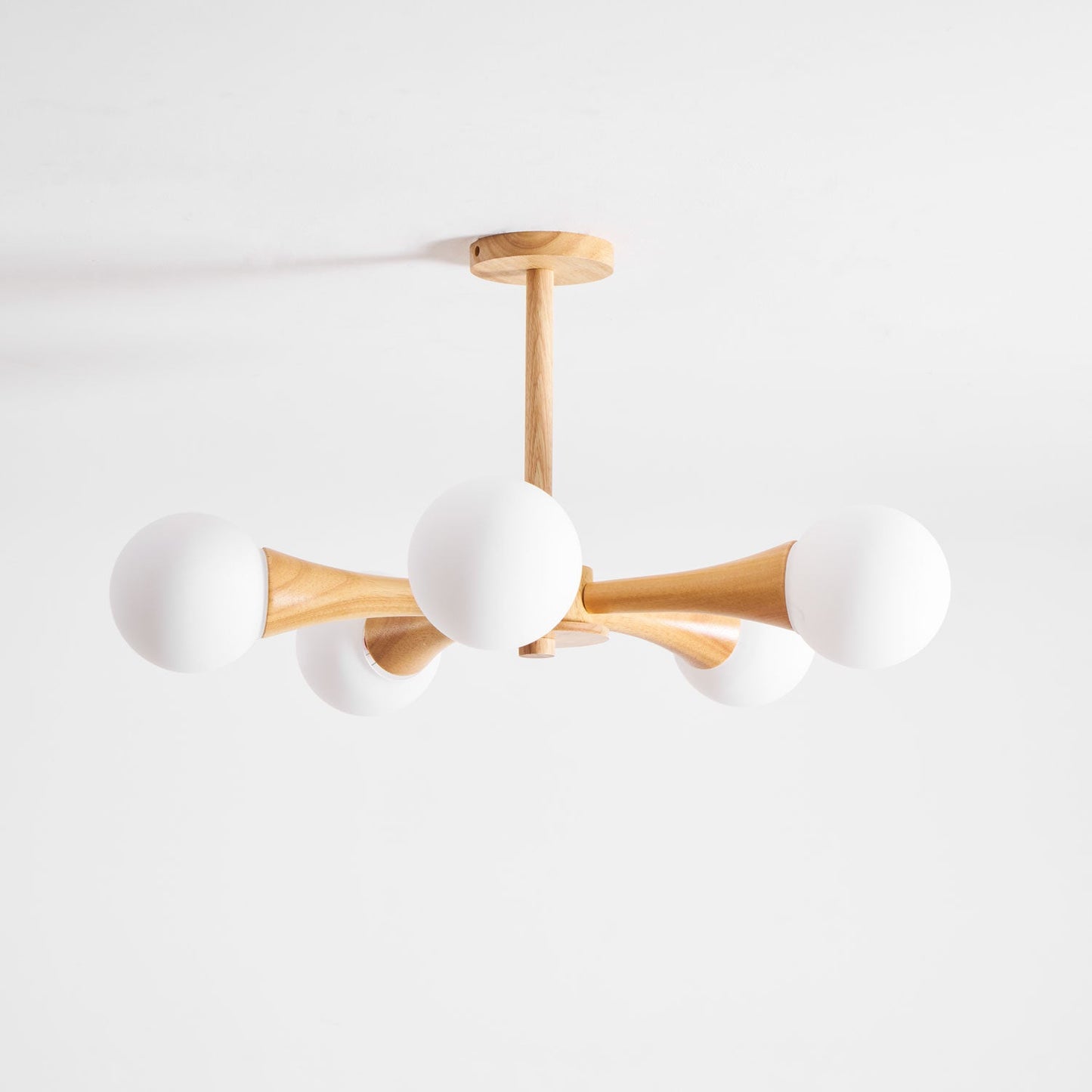 Elegant Wooden Nera Chandelier - Adjustable Height, Energy Efficient