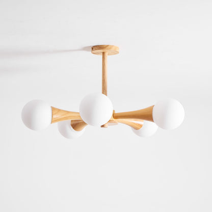 Elegant Wooden Nera Chandelier - Adjustable Height, Energy Efficient
