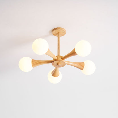 Elegant Wooden Nera Chandelier - Adjustable Height, Energy Efficient