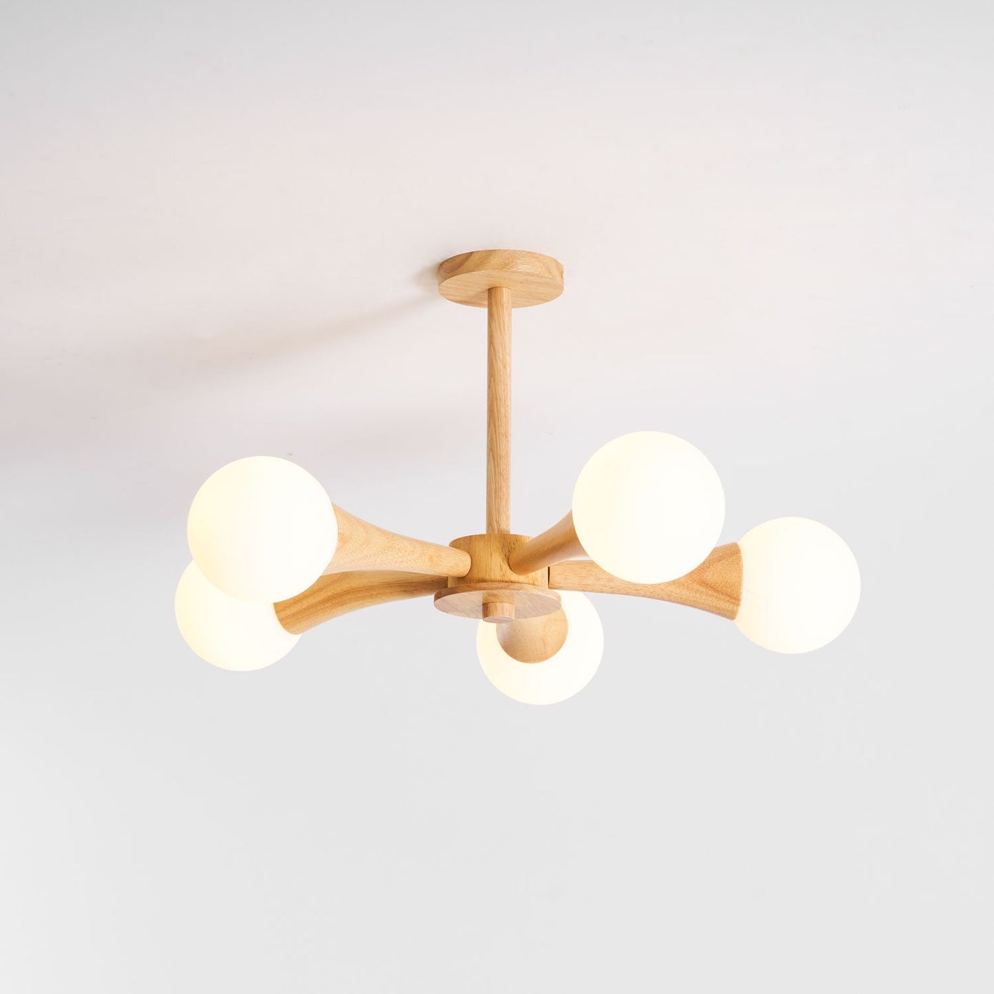 Elegant Wooden Nera Chandelier - Adjustable Height, Energy Efficient