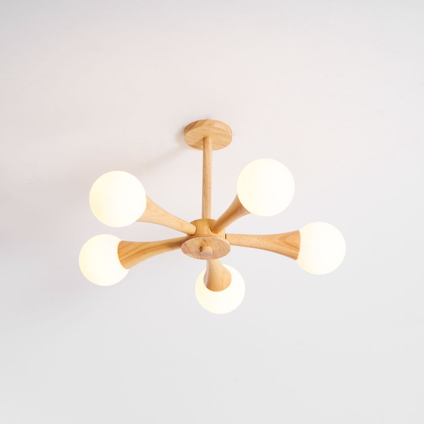 Elegant Wooden Nera Chandelier - Adjustable Height, Energy Efficient