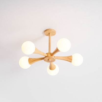 Elegant Wooden Nera Chandelier - Adjustable Height, Energy Efficient
