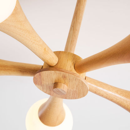 Elegant Wooden Nera Chandelier - Adjustable Height, Energy Efficient