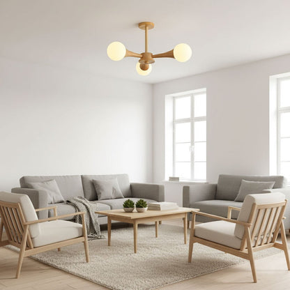 Elegant Wooden Nera Chandelier - Adjustable Height, Energy Efficient