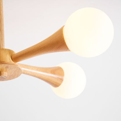 Elegant Wooden Nera Chandelier - Adjustable Height, Energy Efficient