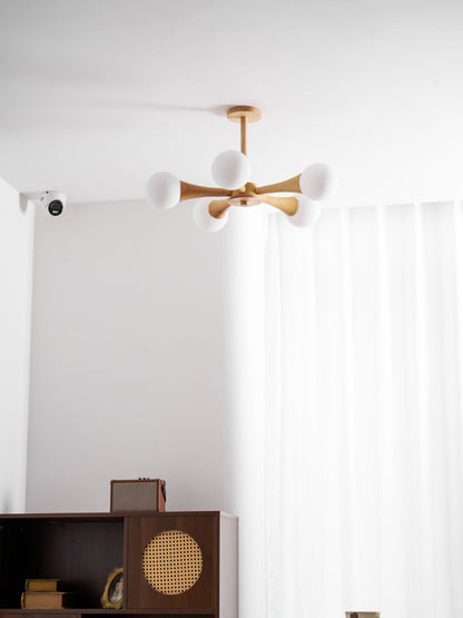 Elegant Wooden Nera Chandelier - Adjustable Height, Energy Efficient