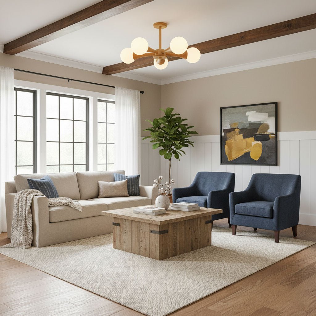 Elegant Wooden Nera Chandelier - Adjustable Height, Energy Efficient