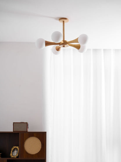 Elegant Wooden Nera Chandelier - Adjustable Height, Energy Efficient