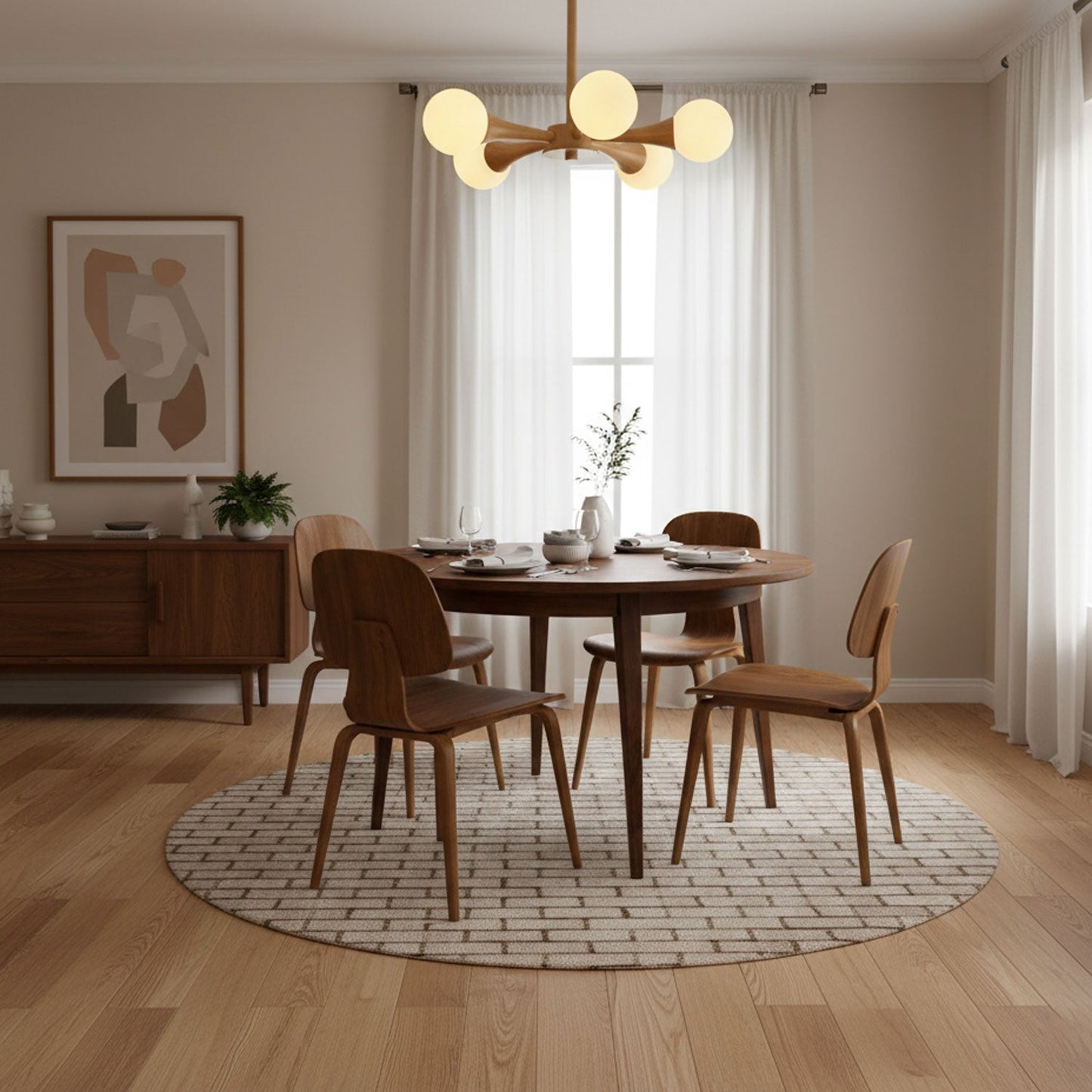 Elegant Wooden Nera Chandelier - Adjustable Height, Energy Efficient