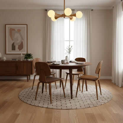 Elegant Wooden Nera Chandelier - Adjustable Height, Energy Efficient
