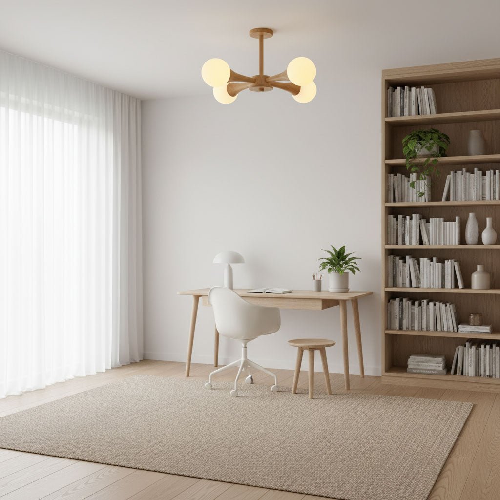 Elegant Wooden Nera Chandelier - Adjustable Height, Energy Efficient