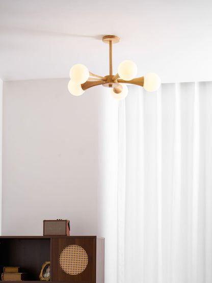 Elegant Wooden Nera Chandelier - Adjustable Height, Energy Efficient