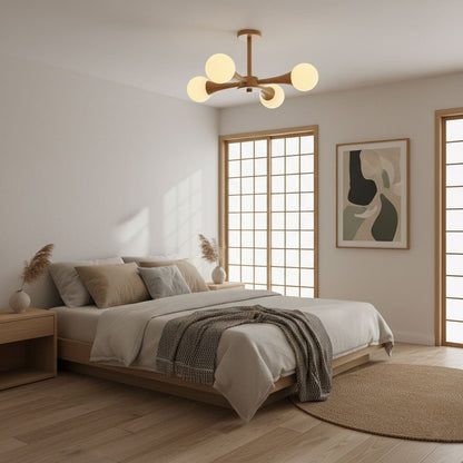 Elegant Wooden Nera Chandelier - Adjustable Height, Energy Efficient
