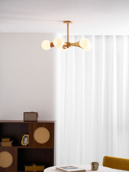 Elegant Wooden Nera Chandelier - Adjustable Height, Energy Efficient