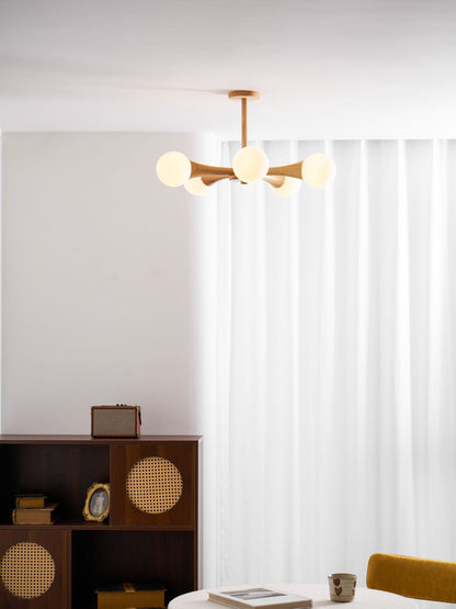 Elegant Wooden Nera Chandelier - Adjustable Height, Energy Efficient
