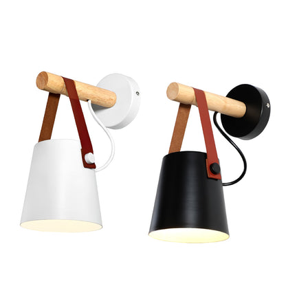 Wooden Conical Wall Light - Eco-Friendly Design, Adjustable Brightness