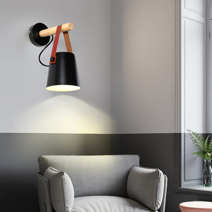 Wooden Conical Wall Light - Eco-Friendly Design, Adjustable Brightness