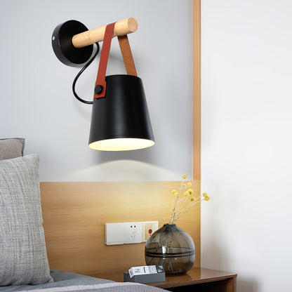 Wooden Conical Wall Light - Eco-Friendly Design, Adjustable Brightness