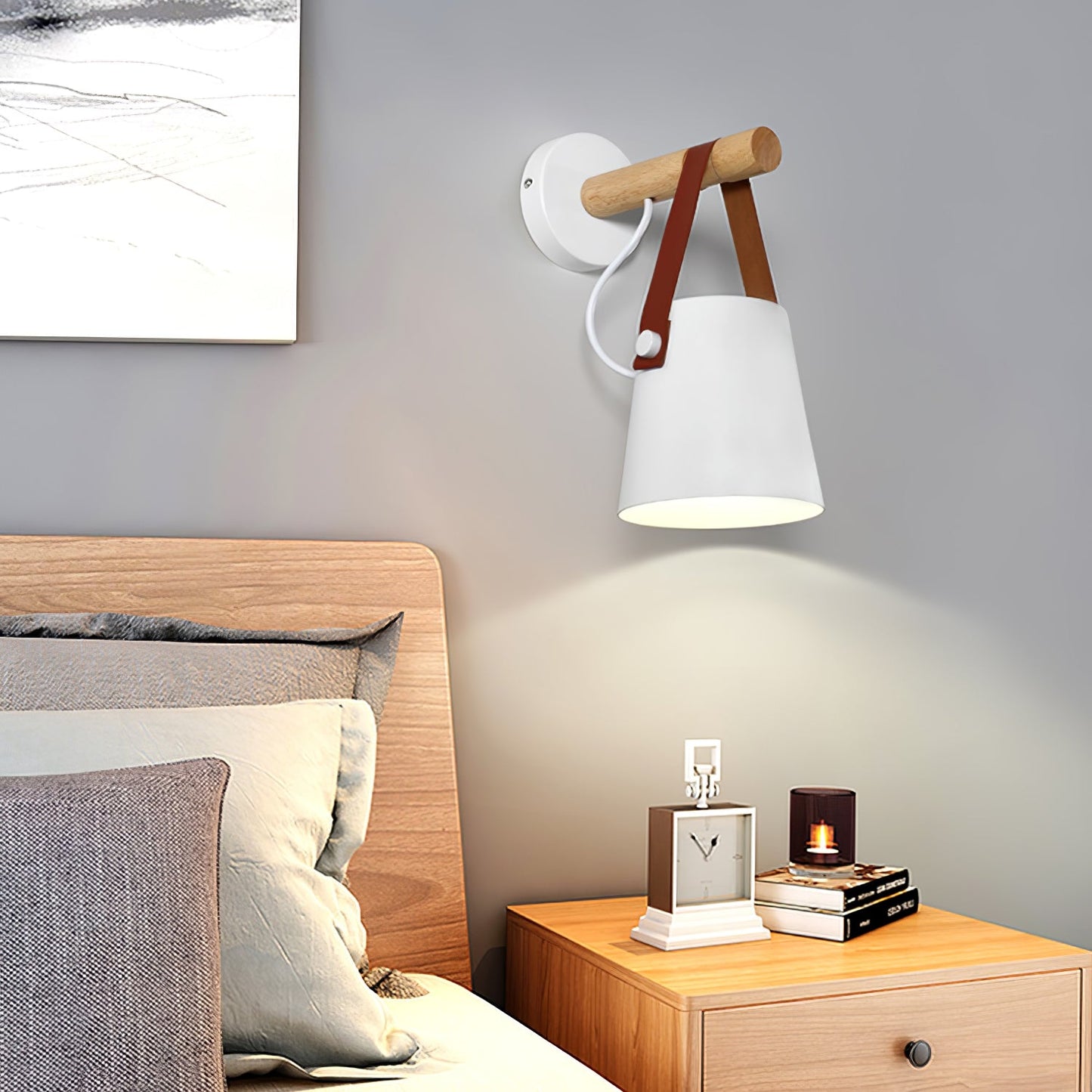 Wooden Conical Wall Light - Eco-Friendly Design, Adjustable Brightness