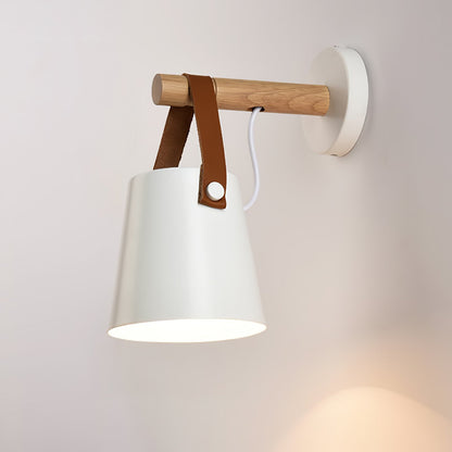 Wooden Conical Wall Light - Eco-Friendly Design, Adjustable Brightness