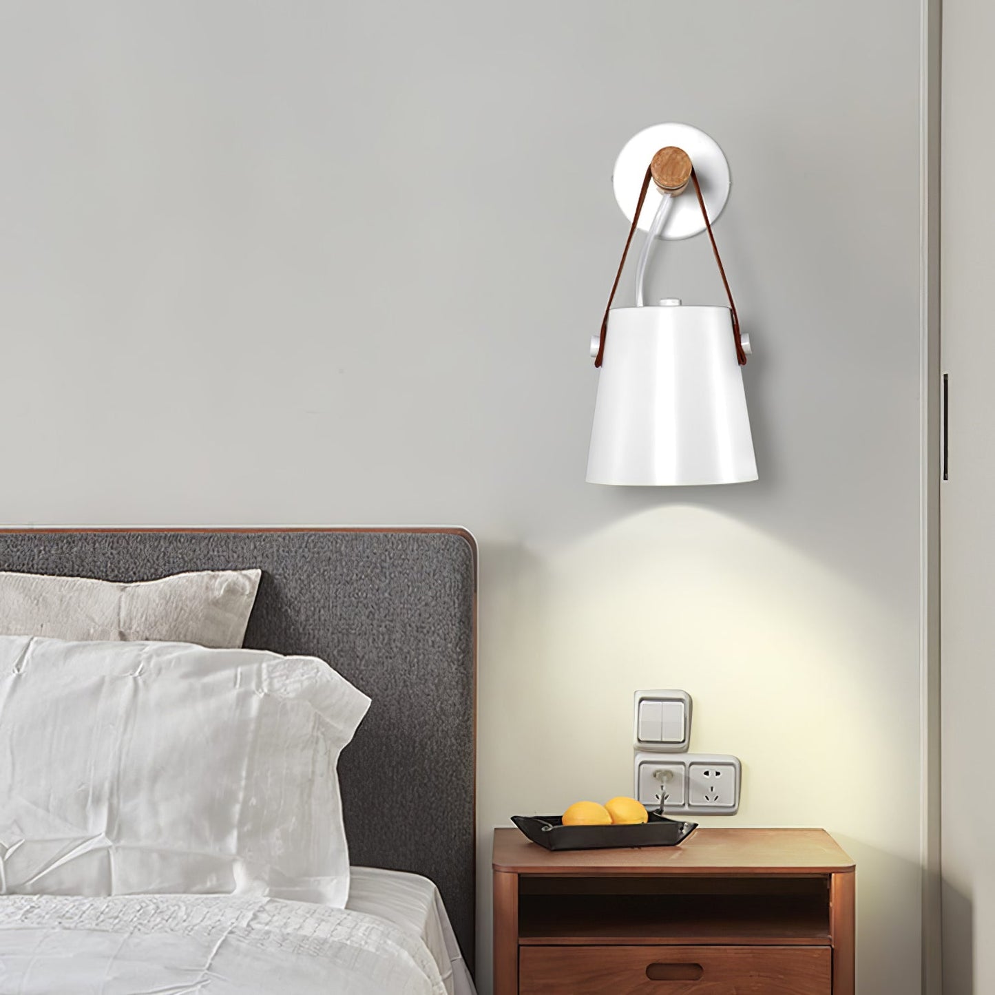 Wooden Conical Wall Light - Eco-Friendly Design, Adjustable Brightness