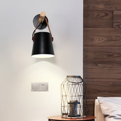 Wooden Conical Wall Light - Eco-Friendly Design, Adjustable Brightness