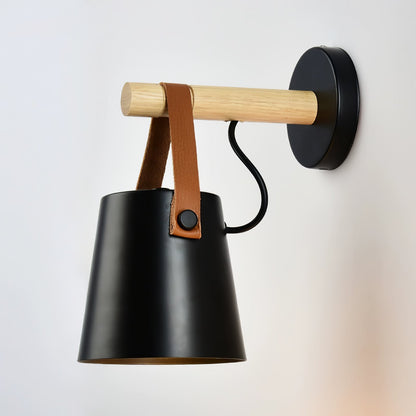 Wooden Conical Wall Light - Eco-Friendly Design, Adjustable Brightness
