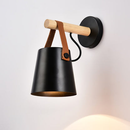 Wooden Conical Wall Light - Eco-Friendly Design, Adjustable Brightness