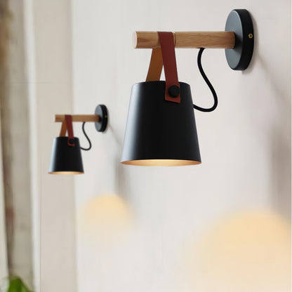 Wooden Conical Wall Light - Eco-Friendly Design, Adjustable Brightness
