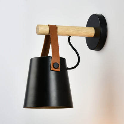 Wooden Conical Wall Light - Eco-Friendly Design, Adjustable Brightness