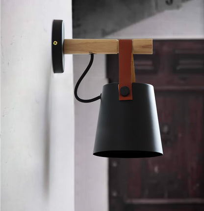 Wooden Conical Wall Light - Eco-Friendly Design, Adjustable Brightness