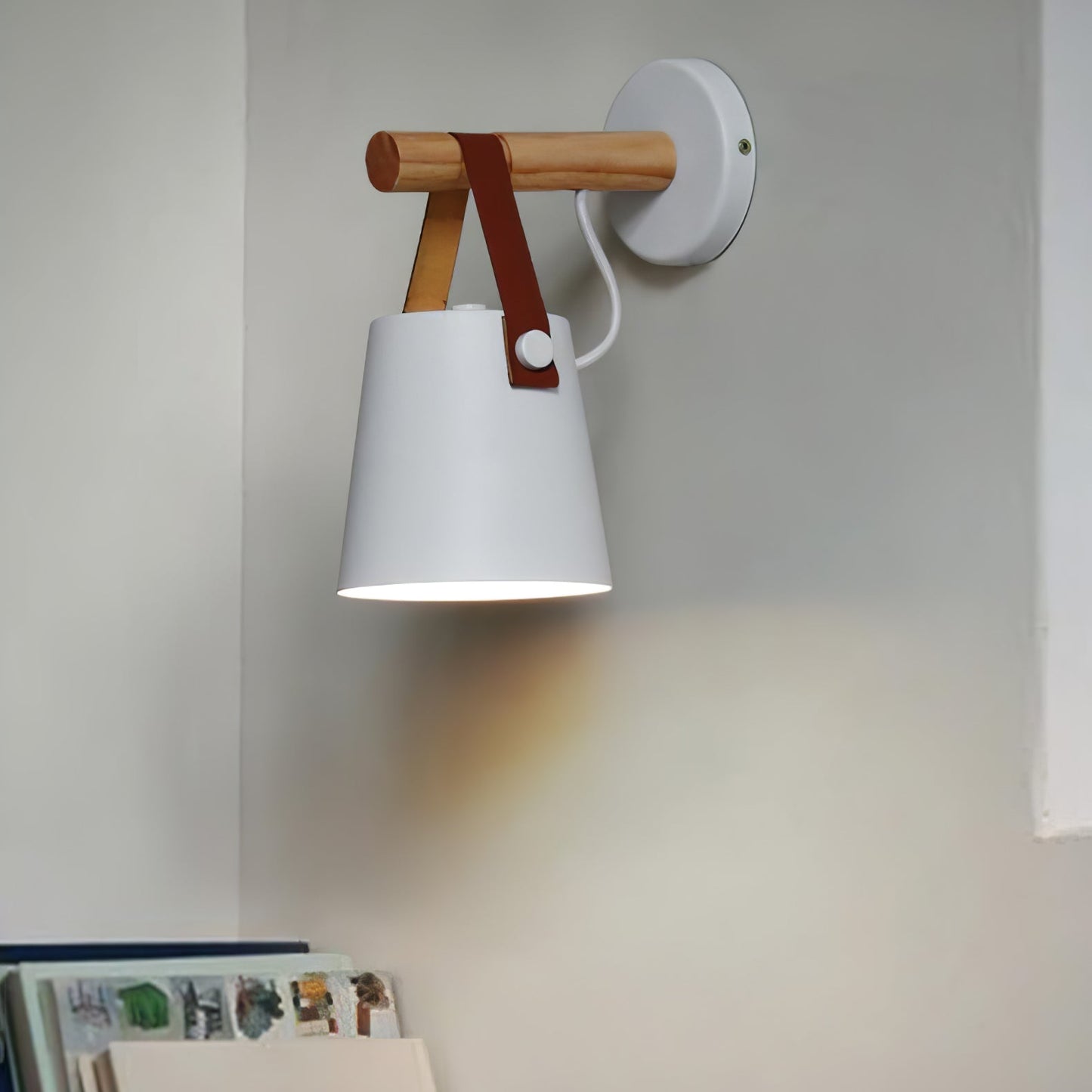 Wooden Conical Wall Light - Eco-Friendly Design, Adjustable Brightness