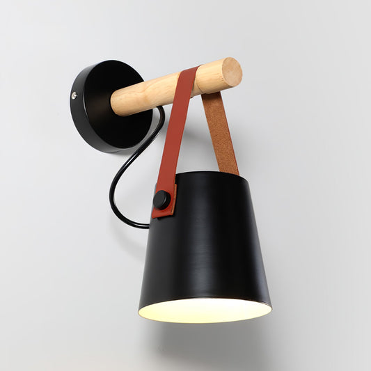 Wooden Conical Wall Light - Eco-Friendly Design, Adjustable Brightness