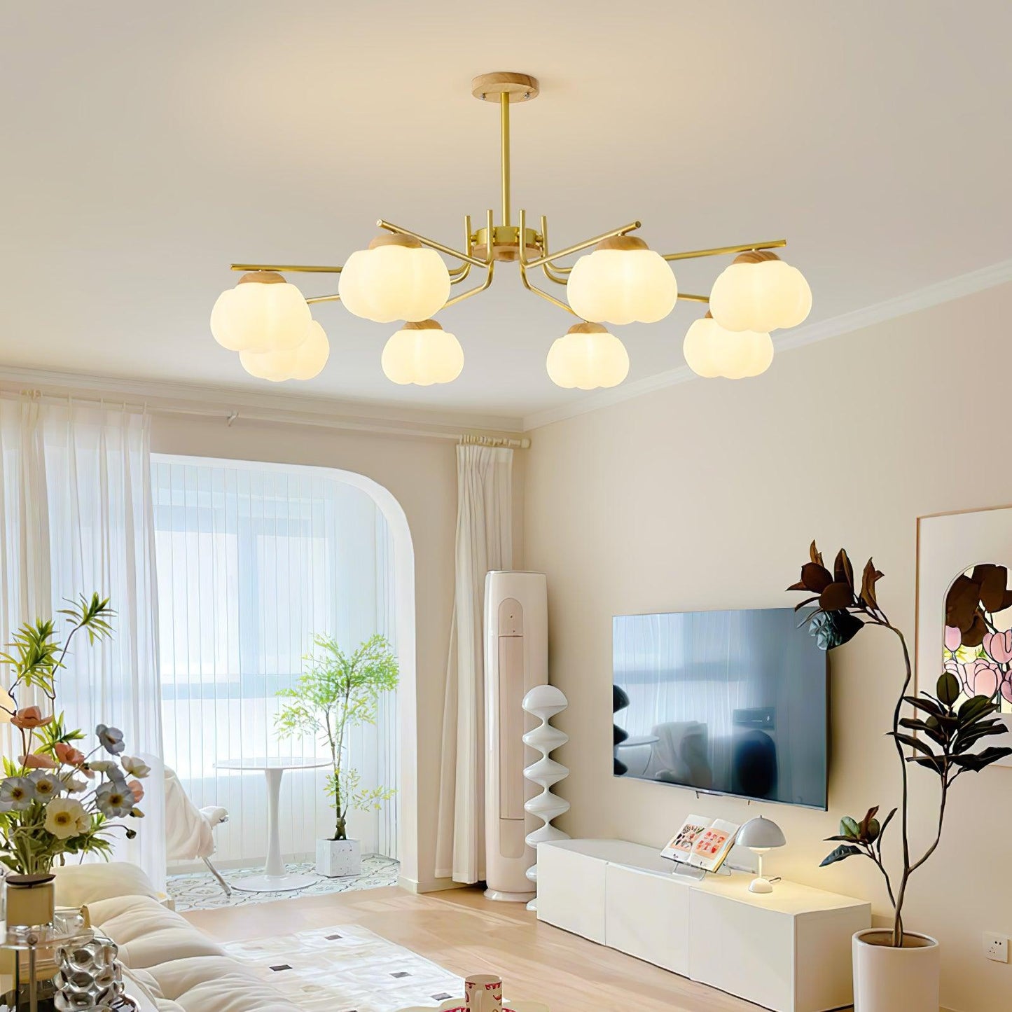 Elegant Plastic Cotton Balls Chandelier - Energy Efficient, Easy to In