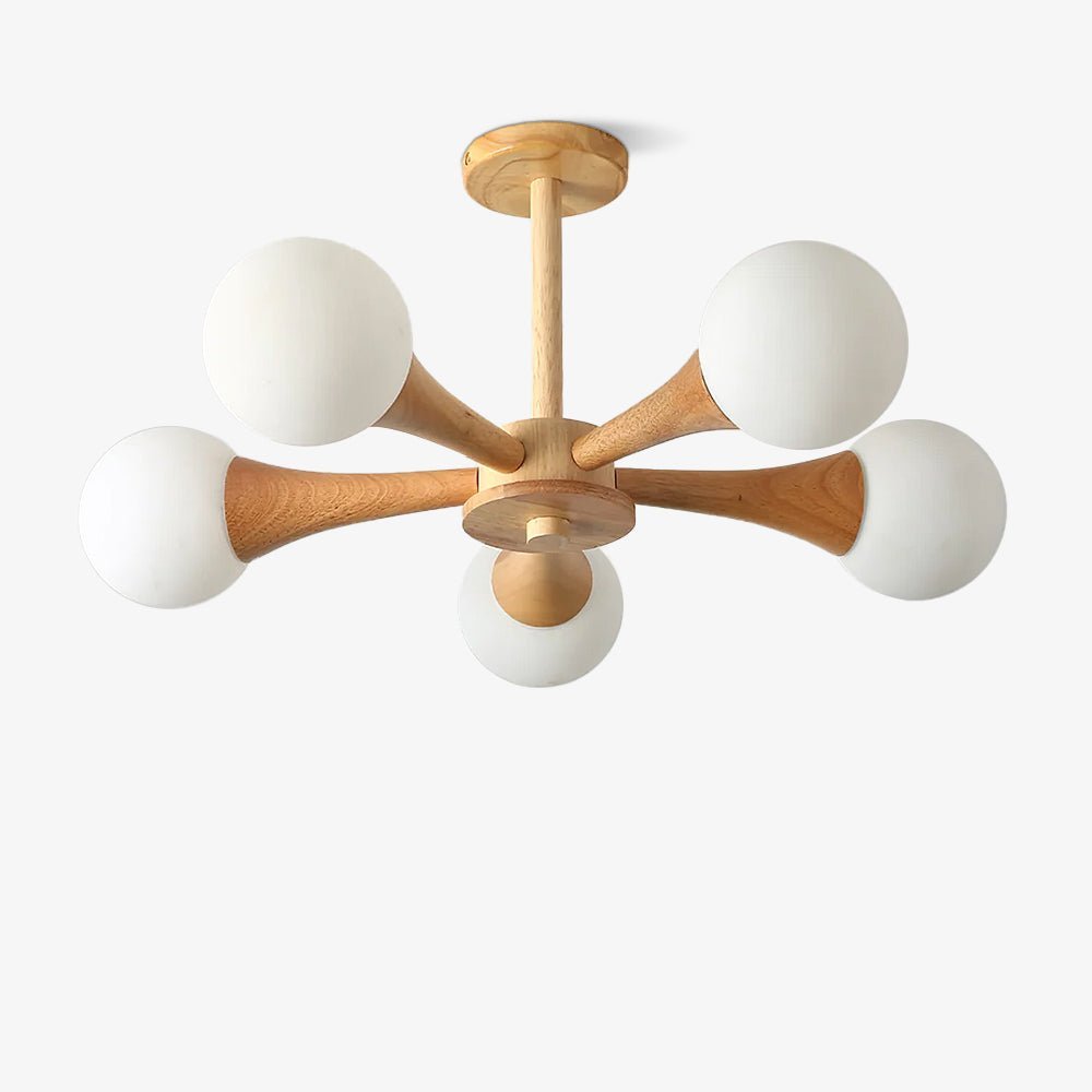 Elegant Wooden Nera Chandelier - Adjustable Height, Energy Efficient