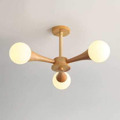 Elegant Wooden Nera Chandelier - Adjustable Height, Energy Efficient